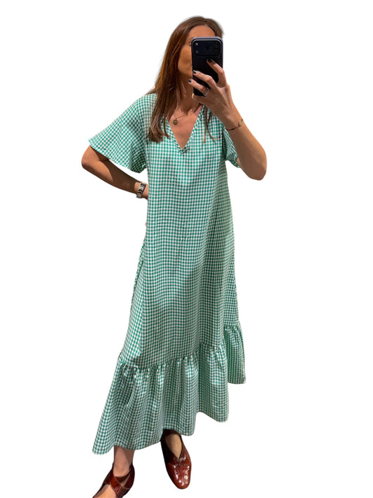 Vestido Vichy azul verde