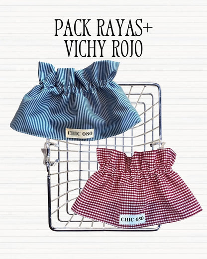 Pack rayas+ vichy rojo